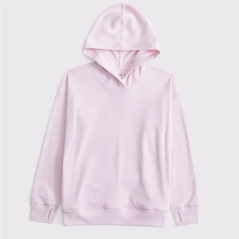 Abercrombie legging-friendly cozy rib popover hoodie powder pink Sz 13/14 *O22